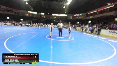 88 lbs Cons. Round 2 - Kaden Pistol, Camp Verde Middle School vs Cade Schonek, Heritage Middle School