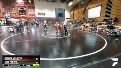 70 lbs Quarterfinal - Jace Porter, Lander Middle School vs Zander Weliever, Riverton Middle School