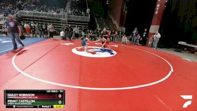 70 lbs Round 1 - Hailey Robinson, Thermopolis Wrestling Club vs Penny Castillon, Green River Grapplers