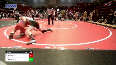 100 lbs Final - Hayden Fields, Caney Valley Wrestling vs Laydon Knox, Open Mats