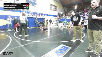 55 lbs Round Of 16 - Willow Hamilton, Owasso Takedown Club vs Carson Benfer, IRONMEN Wrestling Club