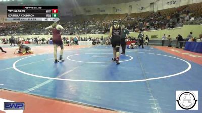 130 lbs Consi Of 16 #2 - Tatum Giles, Mustang Middle School vs Izabella Coldiron, Perry Girls Wrestling Club