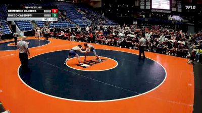 132 lbs Finals (8 Team) - Rocco Cassioppi, Rockton (Hononegah) vs Demetrios Carrera, Aurora (Marmion Academy)