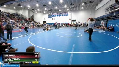 80 lbs Cons. Semi - Mason Cordsen, Carey Jr High vs Dez Embry, Centennial Middle School