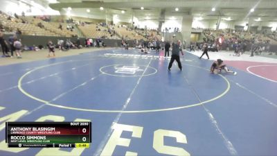 85 lbs Cons. Round 3 - Anthony Blasingim, Lawrence County Wrestling Club vs Rocco Simmons, Next Level Wrestling Club