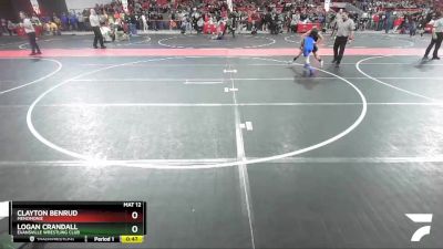 87 lbs Cons. Round 3 - Clayton Benrud, Menomonie vs Logan Crandall, Evansville Wrestling Club