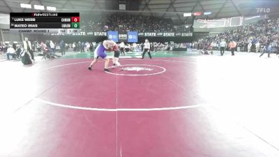 Boys 4A 285 lbs Champ. Round 1 - Luke Webb, Camas vs Mateo Irias, Lake Washington