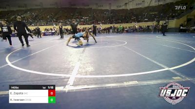 140 lbs Quarterfinal - Emiliano Zapata, OKC Saints Wrestling vs Kiesen Iwersen, Division Bell Wrestling