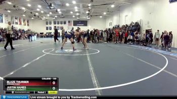 133 lbs Cons. Round 3 - Blaze Thurber, Stevens Point vs Justin Hames, Elmhurst University