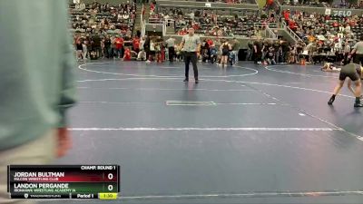 90 lbs Champ. Round 1 - Jordan Bultman, Falcon Wrestling Club vs Landon Pergande, Ironhawk Wrestling Academy IA