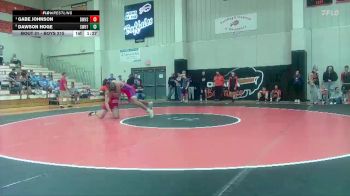 Boys 215 lbs Quarterfinal - Gabe Johnson, Doniphan West vs Dawson Hoge, Shawnee Heights