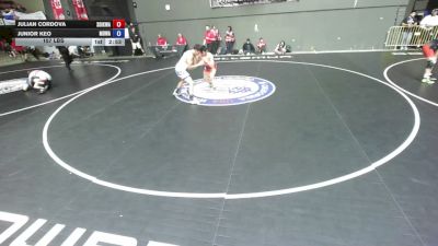 157 lbs Julian Cordova, SDIKWA - San Diego-Imperial Kids Wrestling Association vs Junior Keo, MDWA - Mount Diablo Wrestling Association
