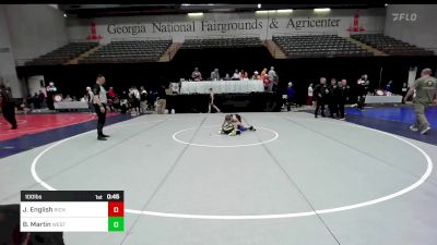 100 lbs Consi Of 8 #1 - Jameson English, Richmond Hill Wrestling Club vs Ben Martin, West Forsyth Wrestling Club