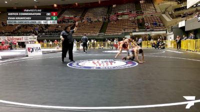 Cadet Boys Lower - 132 lbs Quarters - Justice Commendatore, Cardinal Wrestling Club vs Evan Kruntchev, La Costa Canyon High School Wrestling