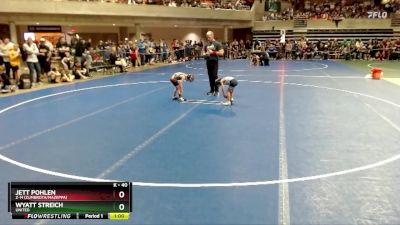 40 lbs Quarterfinal - Jett Pohlen, Z-M (Zumbrota/Mazeppa) vs Wyatt Streich, UNITED