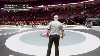 110 lbs Cons. Quarters - Delaney Tackett, Olen. Orange vs Leah Willen, Harrison