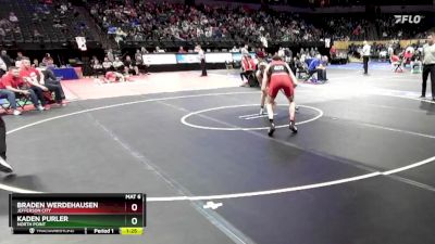 132 Class 3 lbs Quarterfinal - Braden Werdehausen, Jefferson City vs Kaden Purler, North Point