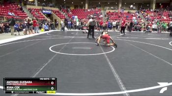 115 lbs Champ. Round 1 - Ryan Cox, Ogden`s Outlaws Wrestling Club vs Antonio Guebara, Maize Wrestling Club