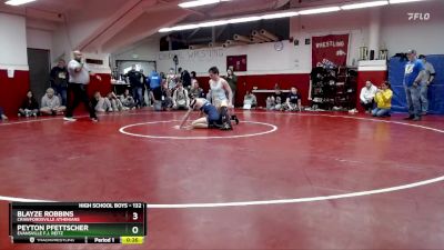 132 lbs Champ. Round 2 - Blayze Robbins, Crawfordsville Athenians vs Peyton Pfettscher, Evansville F.j. Reitz