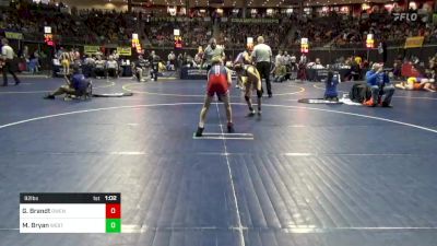 92 lbs Consy 2 - Gavin Brandt, Owen J Roberts vs Mason Bryan, West Allegheny