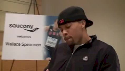 Olympian Wallace Spearmon announcing his new sponsor, Saucony