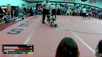 50 lbs Round 1 - Maggie Branson, Owensville Wrestling Club vs Cade Hawley, Warsaw