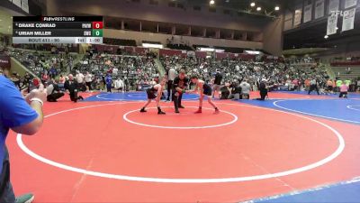 90 lbs Quarterfinal - Drake Conrad, Pottsville Apache Youth Wrestling vs Uriah Miller, Saints Wrestling Club