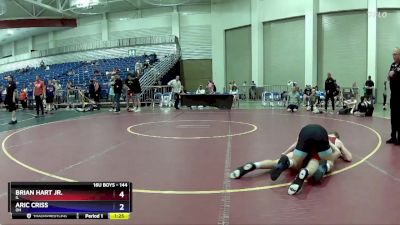 144 lbs Quarterfinal - Brian Hart Jr., IL vs Aric Criss, OH