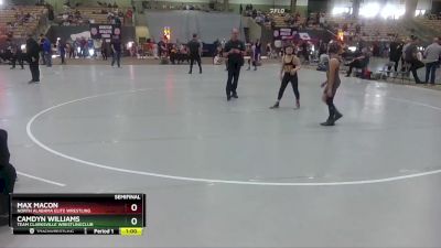 95 lbs Semifinal - Camdyn Williams, Team Clarksville WrestlingClub vs Max Macon, North Alabama Elite Wrestling