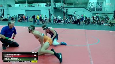 130 lbs Round 8 (10 Team) - Anthony Barrett, Scorpions vs Brody Wilcox, Western Nebraska Elite