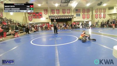 49 lbs Semifinal - Brody Boyd, Team Tulsa Wrestling Club vs Johnny Weisinger, Wyandotte Youth Wrestling