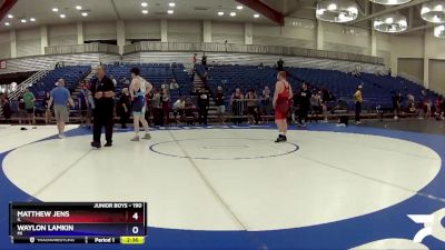 190 lbs 1st Place Match - Matthew Jens, IL vs Waylon Lamkin, MI