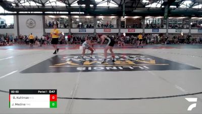 80-90 lbs Quarterfinal - Bryce Kuhlman, Kuhlman vs Julian Medina, Bolingbrook Jr. Raiders