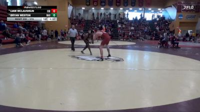 174 lbs 7th Place Match - Bryan Weston, North Iowa Area Community College vs Liam McLaughlin, Coe
