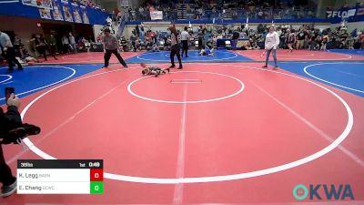 36 lbs Quarterfinal - Kashton Legg, Barnsdall Youth Wrestling vs Ezra Chang, Dark Cloud Wrestling Club