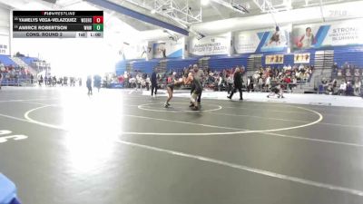 100 lbs Cons. Round 2 - Amirce Robertson, Wichita Northwest vs Yamelys Vega-Velazquez, Wichita-Southeast Hs