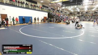 144 lbs Cons. Round 1 - Logan Peterson, Freedom vs Shahrokhan Kaker, Spring Valley/Elmwood