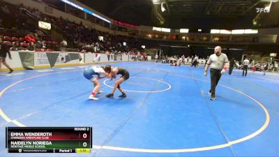 98 lbs Round 2 - Emma Wenderoth, Chargers Wrestling Club vs Naidelyn Noriega, Heritage Middle School