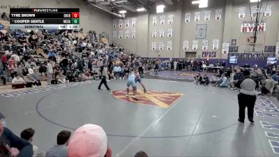 215 lbs Semifinal - Cooper Gentle, McCallie vs Tyre Brown, Chattanoogan Christian