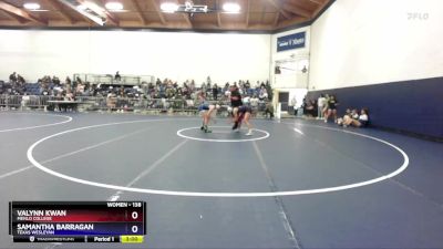 138 lbs Semifinal - Samantha Barragan, Texas Wesleyan vs Valynn Kwan, Menlo College