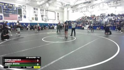 115 lbs Champ. Round 1 - Aneeka Bhatia, Portola vs Sophia Sanchez, Redondo Union