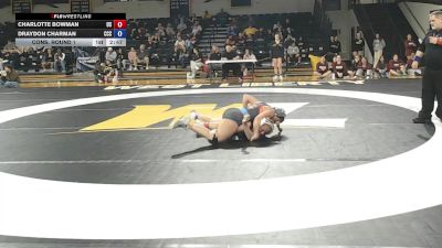 160 lbs Cons. Round 1 - Draydon Charman, Cedar Crest vs Charlotte Bowman, Ursinus