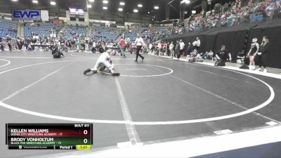 96 lbs Quarterfinal - Kellen Williams, Dodge City Wrestling Academy vs Brody VonHoltum, Black Fox Wrestling Academy