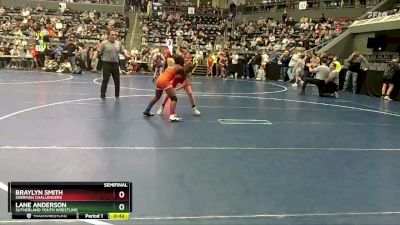 95 lbs Semifinal - Braylyn Smith, Sherman Challengers vs Lane Anderson, Sutherland Youth Wrestling