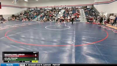 126 lbs Round 3 - Kylee Foulds, Cedar Park (Girls) vs Brandilynne Lobash, Dripping Springs (Girls)