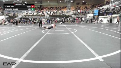 119 lbs Consi Of 8 #2 - Cohen Ivie, Ponca City Wildcat Wrestling vs Braylon Oliver, Harrah Little League Wrestling