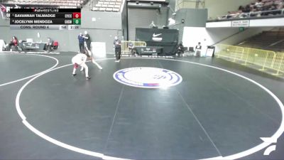 Cons. Round 4 - Savannah Talmadge, Community Youth Center - Concord Campus Wrestling vs Jocelynn Mendoza, Gilroy High School Wrestling
