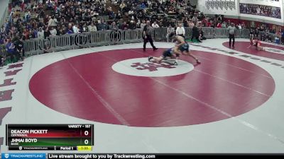 157 lbs Quarterfinal - Deacon Pickett, Centennial vs Jhmai Boyd, Basic