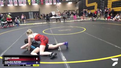 110 lbs Round 1 - Gable Hemann, Iowa vs Karlena Buford, Sebolt Women Wrestling Academy