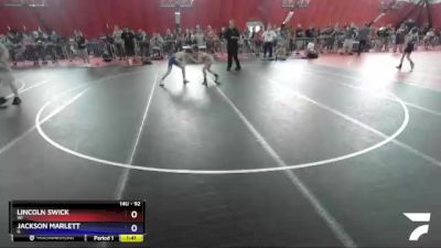 92 lbs Quarterfinal - Lincoln Swick, WI vs Jackson Marlett, IL